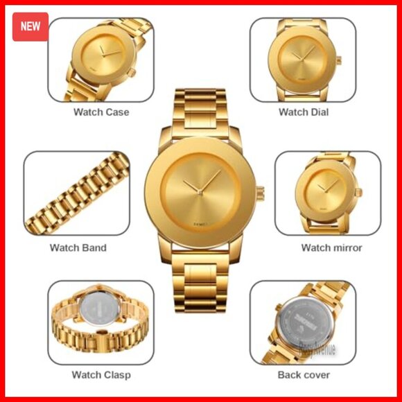 Unisex Stainless Steel Waterproof Quartz Watch with Diamond Accents main image 6
